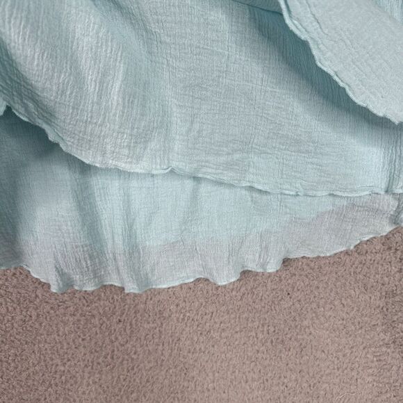 Soft Surroundings Jacinda Top Teal Blue Size Small Gauze Cotton Short Sleeve - Picture 5 of 12